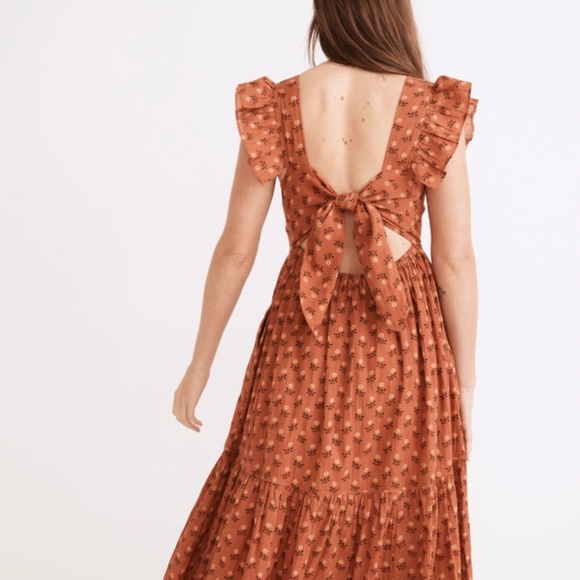 Madewell Ruffle-Strap Tiered Midi Dress Size Medium - Picture 2 of 14